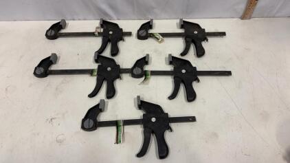 Pittsburgh 6-Inch Ratcheting Bar Clamp/Spreader, Set of 5, Carbon Steel Bar, Pistol-Grip Trigger