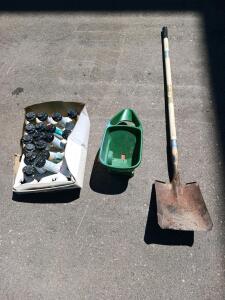 Rain Bird 1804 Sprinklers (17), Handheld Spreader, Contractor Flat Shovel &ndash; Landscaping Tools Lot