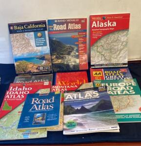Lot of 12 Road & Recreation Atlases &ndash; US, Canada, Europe, State Guides, National Parks, 1993&ndash;2020 ( U )