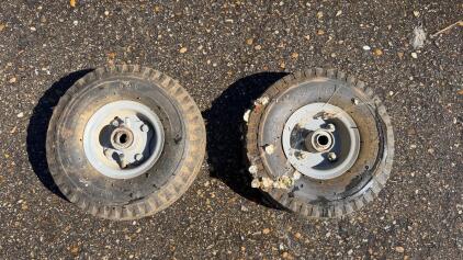 4.10/3.50-4 Pneumatic Wheels, Steel Rim, 4-Bolt Pattern, 350 lb Capacity, Pair