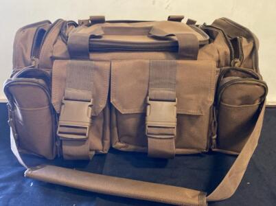 Johnson Tactical Range Bag, Brown/Tan, 15" x 10" x 10", Padded Shoulder Strap, Multiple Compartments ( Y )