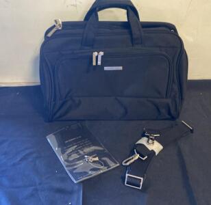 Kenneth Cole Black Ballistic Nylon Laptop Briefcase Bag, 17"x12"x7", Shoulder Strap, Warranty ( X )