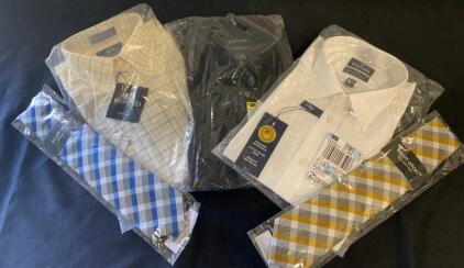 Stafford Men's Dress Shirts (3) - Sizes 17/32-33 & 15.5, Includes Scott Allan Ties ( X )