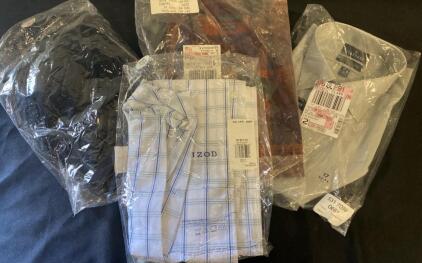 Chaps, Izod, Stafford, Van Heusen Dress Shirts &ndash; Assorted Sizes & Styles, New in Package, Lot of 4