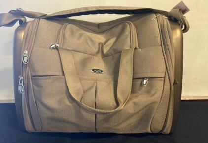 TUMI Ballistic Nylon Duffel Bag with Rigid Frame, Tan/Khaki, 21" x 9.5" x 12" ( X )