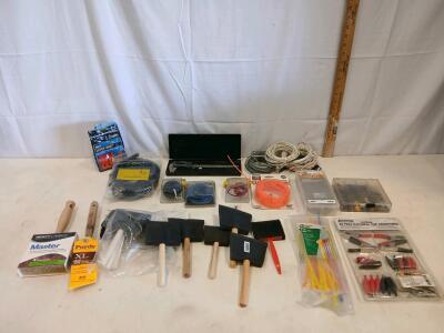 Pittsburgh Digital Caliper, Bestt Liebco 4" Stain Brush, Purdy 2" XL Brush, Electrical Tool Lot