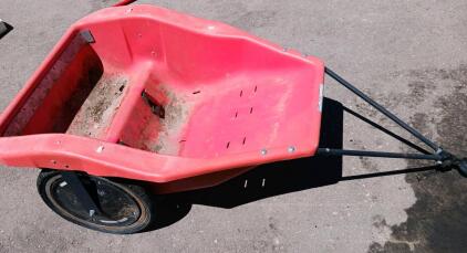 Red Molded Plastic Pull-Behind Utility/Passenger Trailer, 20" Wheels, Bench Seat, Clevis Hitch