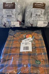 Duluth Trading Lightweight Crew Socks 2x6 Pack Large & L.L. Bean SunSmart M Plaid Shirt UPF 50+ ( Y )