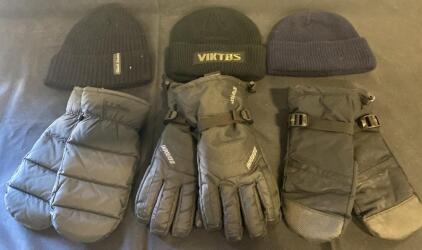 Winter Accessories Lot: L.L. Bean New - Down Mittens, Gordini Gore-Tex Gloves, Viktos & Black Jameson Beanies ( X )