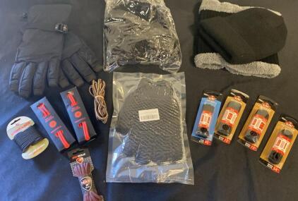 New Winter Accessories Bundle: Insulated Gloves, Fleece-Lined Beanies, 10 Assorted Boot & Shoe Laces ( X )