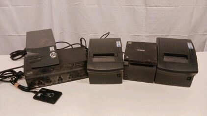 POS Printer Lot: Epson TM-T88V, 2 Generic Thermal Printers, APC UPS, PowerVar, USB RFID Card Reader (Sp-16)