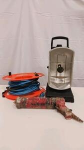 Coleman Focus 5 Propane Heater, 3,500&ndash;5,500 BTU, Extension Cord Reel, JET Pneumatic Caulking Gun (R-9)
