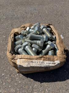 Steel Hex Head Bolts 1/2"-13 x 2" Zinc-Plated, Approx. 35 Pcs, Coarse Thread, Grade 5