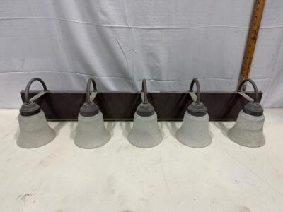 Oil Rubbed Bronze 5-Light Vanity Fixture with Frosted Glass Shades, 48" Wall Mount (Sp-9)