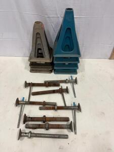 Lot of 8 Vehicle Jack Stands &ndash; 4 Steel (6 Ton), 4 Composite (3 Ton), Includes Heavy-Duty Bolts (Sp-9)
