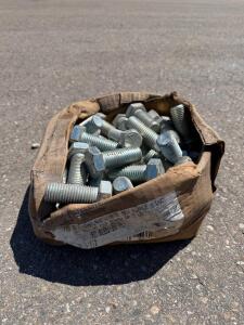 Box of 25 Hex Head Cap Screws, 3/4"-10 UNC x 2" Grade 5, Blue Zinc Plated, Steel