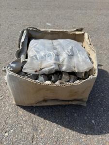 Box of ~50 Steel Hex Nuts, Approx. 3/4"-10 UNC, Zinc-Plated, Industrial Grade, Cardboard Pack