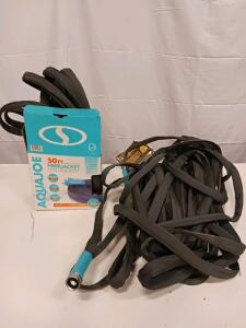 AquaJoe FiberJacket 50 ft 1/2 in Garden Hose, 600 PSI, Kink-Free, Aluminum Fittings, Box