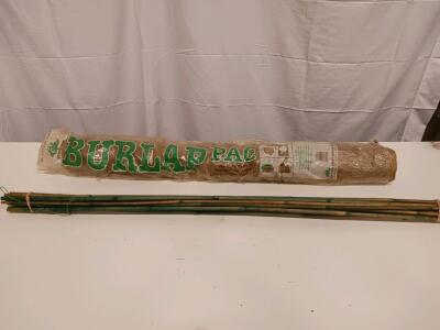 Burlap Pac All-Purpose Burlap Roll (30 ft x 3 ft) & 10 Bamboo Garden Stakes (4 ft x 3/8 in) (Sp-9)