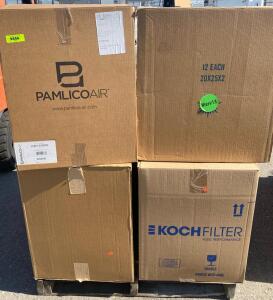 Pallet of Pamlico Air & Koch Filter MERV 13 20x25x2 Pleated HVAC Filters, 12 per Box