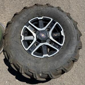 Polaris PXT 26x9.00R12 ATV Tire & 12" Alloy Wheel, Aggressive Mud Tread, 4x156 Bolt Pattern