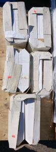 White Ceramic Picket Trim Tile, 5 Boxes, Approx. 12"x2", Glossy Wall Edge, Mixed Condition, S090694-6