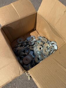 Bulk Lot of Approx 150 Steel Flat Washers, Zinc-Plated, 2" OD, 0.75" ID, 0.1" Thick, Heavy Duty