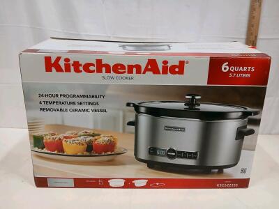 KitchenAid KSC6223SS 6-Quart Programmable Stainless Steel Slow Cooker, 4 Temp Settings (sp-7)