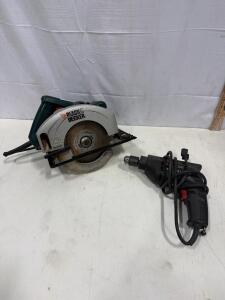 SKIL 6225 Electric Drill 3/8" 4.0A 2500RPM & BLACK+DECKER 2.5HP 7-1/4" Circular Saw Bundle