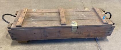 Wooden Storage Crate with Four Compartments, Rope Handles, Metal Latch, Approx. 36"x13"x10" ( R4 )