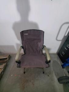 HI-TEC Folding Camping Chair with Hard Plastic Armrests, Brownish-Purple Seat, Beige Arms