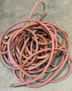 50 ft Oxygen-Acetylene Twin Welding Hose, Red, 1/4" ID, 9/16"-18 Fittings, Rubber ( R5)