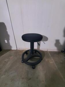 Adjustable Rolling Stool with Foot Ring, Black Vinyl Seat, Pneumatic Height Adjustment