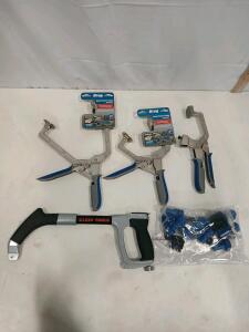 Kreg Automaxx 6" & 3" Wood Project Clamps (3) with Klein Tools Hacksaw, Kreg Accessories