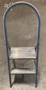 Aluminum Folding 2-Step Ladder with Handrail, 225 lb Capacity, Slip-resistant Steps (R7 )