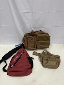 NeatPack Red Sling Crossbody Backpack, Multiple Compartments, Reflective Trim