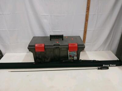Rubbermaid 26" Tool Box with Removable Tray, Bore Tech 36" Carbon Fiber Gun Cleaning Rod & Case