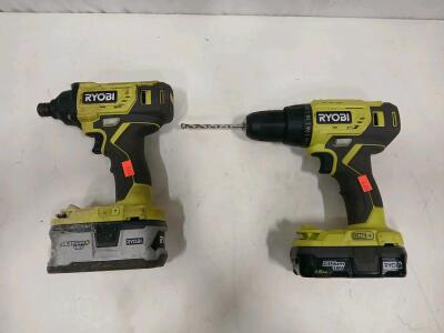 Ryobi 18V Cordless Drill/Driver P215 & Impact Driver P235A with ONE+ Batteries, 1.5Ah & 4Ah