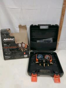 NAVAC N2A4 Manifold Gauge, 3-1/8" Dial, 2-Valve, R-22/R-410A/R-134a/R-404A