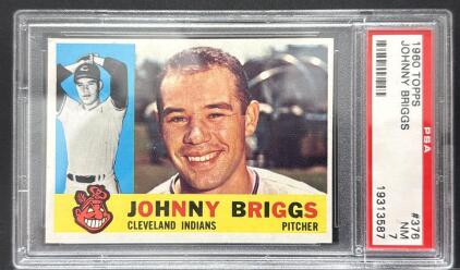1960 Topps Johnny Briggs #376 PSA 7 Near Mint Cleveland Indians Pitcher