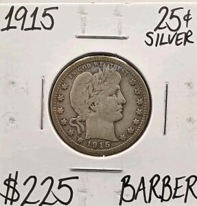 1915 AU Details Barber Silver Quarter