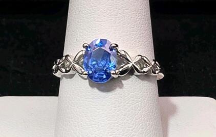 Size 9 Oval Cut Blue Sapphire Ring