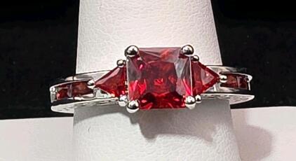 Size 10 Nine Stone Red Ruby Ring