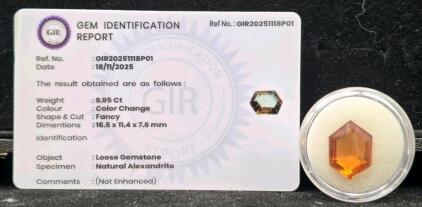 9.95 ct. Natural Color Changing Alexandrite Faceted Fancy Cut Gemstone