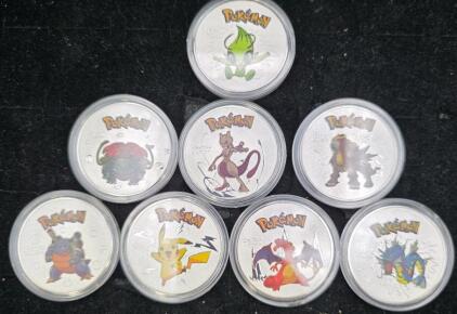 Set of 8 Pok&eacute;mon Silver Plated Collector Coins