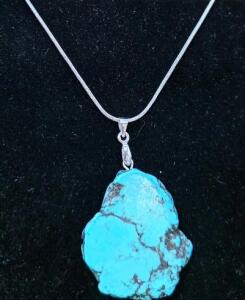 59 ct. Turquoise Freeform Slice, 24" Necklace
