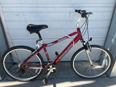 Mongoose Sahara Mountain Bike, 21 Speed, 26" Wheels, Aluminum Frame, Front Suspension, Red