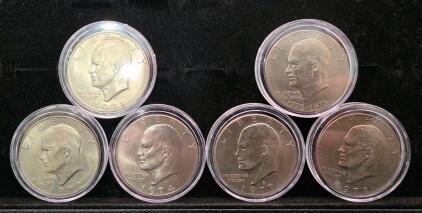 6 Eisenhower Dollars 1971,1972,1974,1776-1976,1977,1978