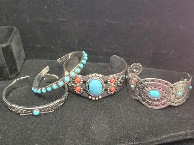 (4) Southwestern Style Turquoise Bracelets