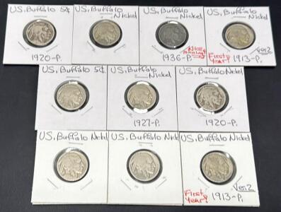 1913-1936 Buffalo Nickel Collection, 75% Copper 25% Nickel, Designed by James Earle Fraser